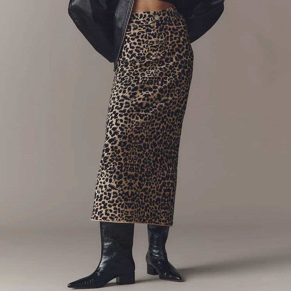Anthropologie Maeve The Colette Sweater Knit Maxi Skirt in Cheetah (Large) - Picture 3 of 8